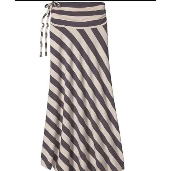 Patagonia Women's Lg Kamala Maxi Skirt Dress Jack Rabbit Stripped Light Sesame - Picture 4 of 8